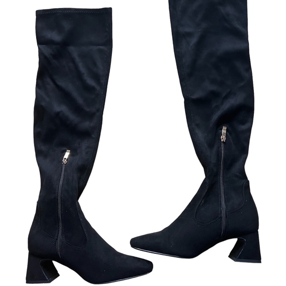 Black Suede Over the Knee Boots Size 7.5 - Picture 3 of 9